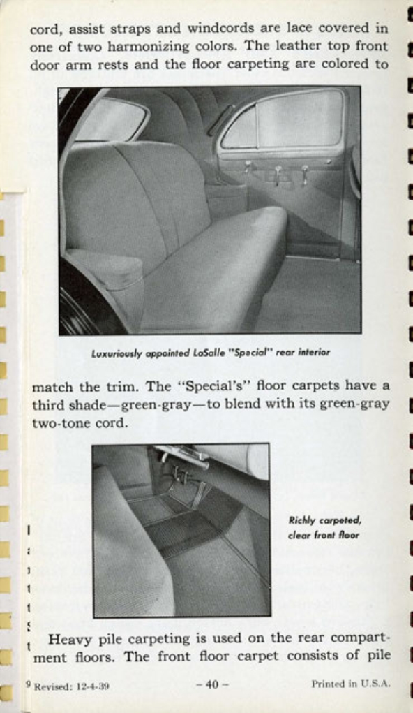 1940 Cadillac LaSalle Data Book Page 116